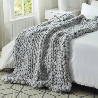 Grey cable knit discount blanket